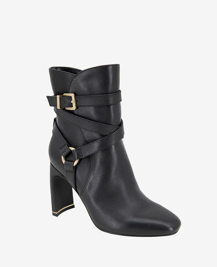 Kenneth Cole Boots and Booties Women Nellie Leather Buckle Heel Ankle Bootie Black Kenneth Cole Boots and Booties Women Nellie Leather Buckle Heel Ankle Bootie Black