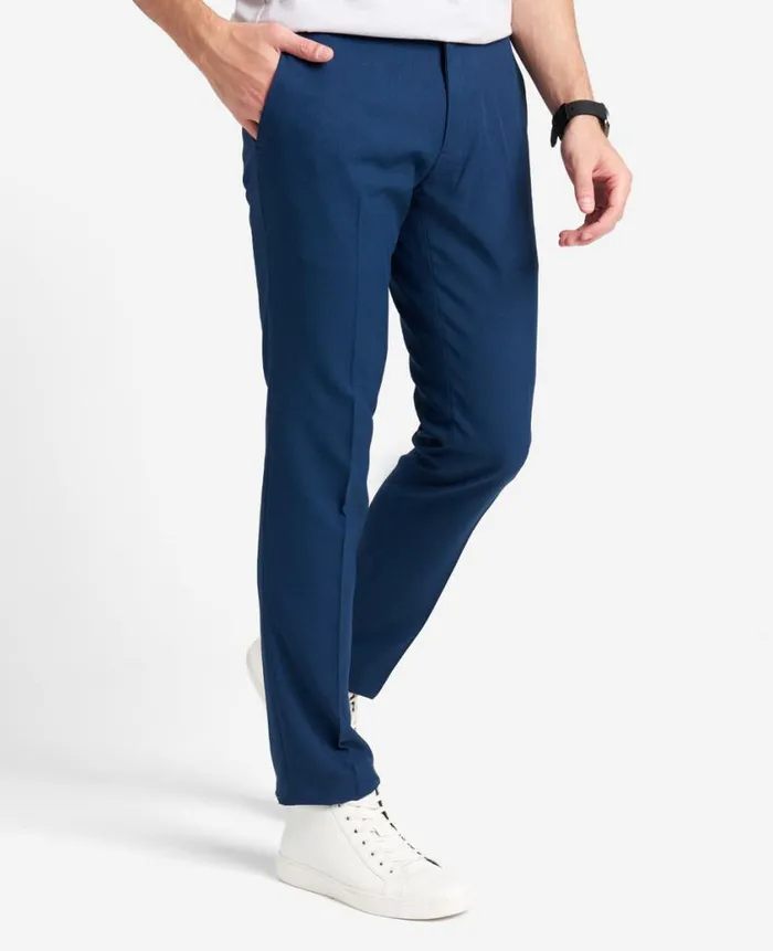 Kenneth Cole Dress Pants Men ModernFit Micro Check Stretch Trouser Blue