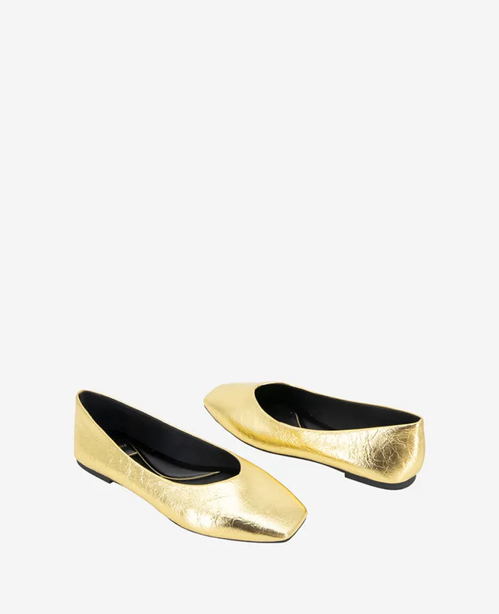 Kenneth Cole Flats and Loafers Women Johanna Metallic Leather Ballet Flat Metallic