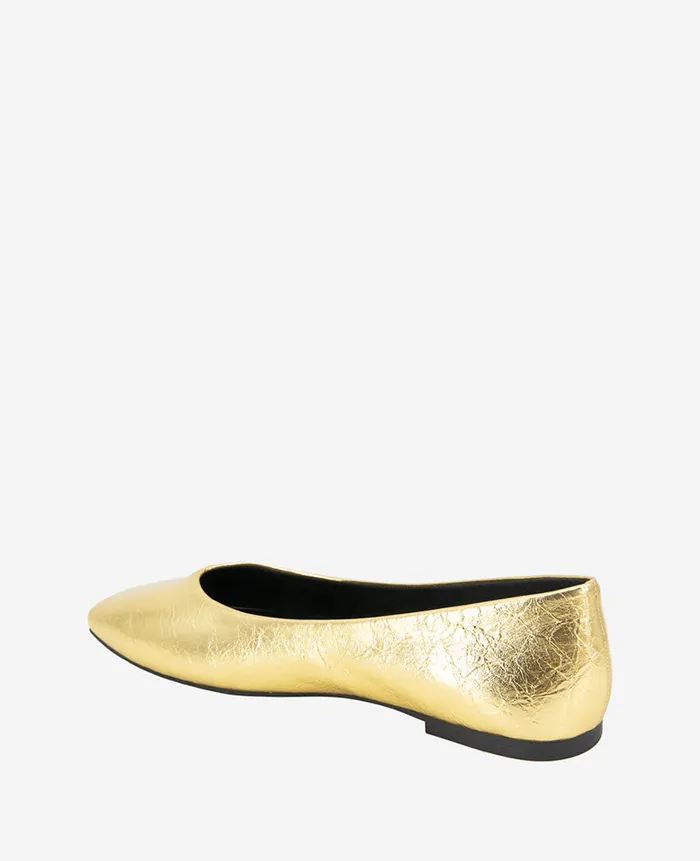 Kenneth Cole Flats and Loafers Women Johanna Metallic Leather Ballet Flat Metallic
