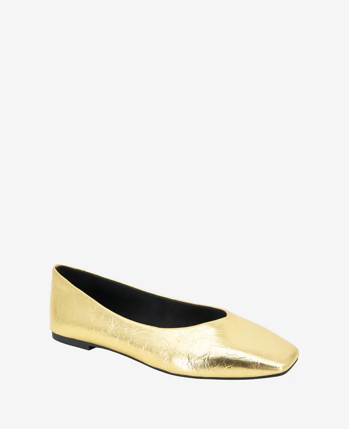 Kenneth Cole Flats and Loafers Women Johanna Metallic Leather Ballet Flat Metallic