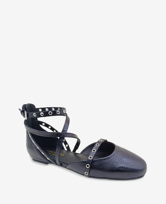 Kenneth Cole Flats and Loafers Women Mason Strappy Stud Flat Black Kenneth Cole Flats and Loafers Women Mason Strappy Stud Flat Black