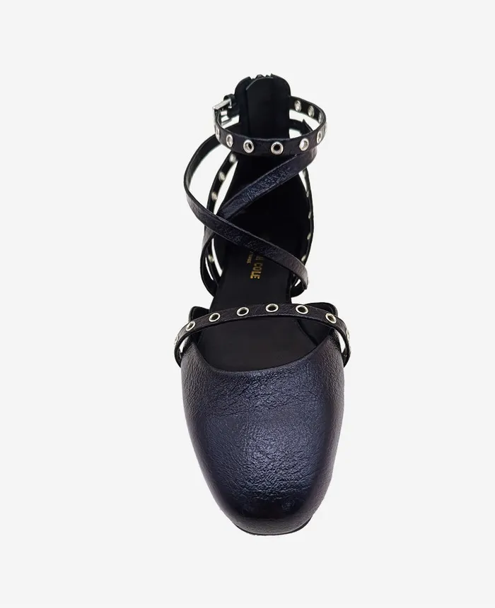 Kenneth Cole Flats and Loafers Women Mason Strappy Stud Flat Black Kenneth Cole Flats and Loafers Women Mason Strappy Stud Flat Black