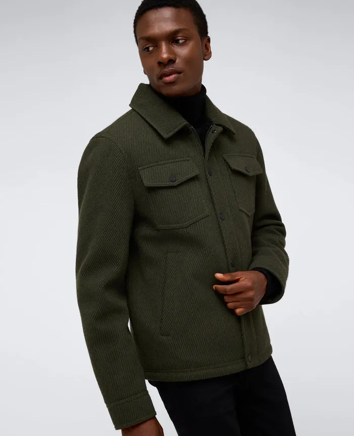 Kenneth Cole Jackets and Outerwear Men Heavyweight Twill Trucker Jacket Green