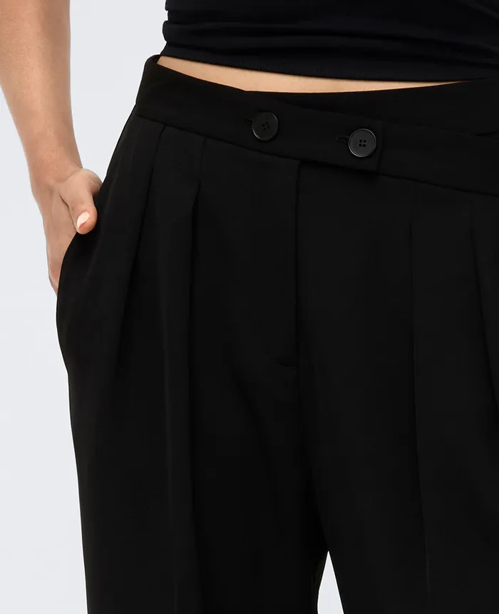 Kenneth Cole Matching Sets Women Twill Crisscross Waistband Wide Leg Trouser Black Kenneth Cole Matching Sets Women Twill Crisscross Waistband Wide Leg Trouser Black