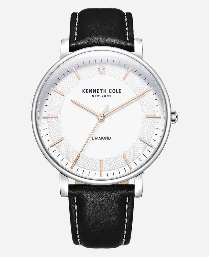 Kenneth Cole Mens Men Genuine Diamond Stainless Steel Watch With Interchangeable Bracelet Strap Gift Set Black