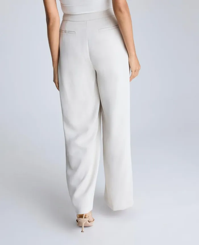 Kenneth Cole Pants and Shorts Women High Rise Fly Front Triple Pleat Wide Leg Pant Beige