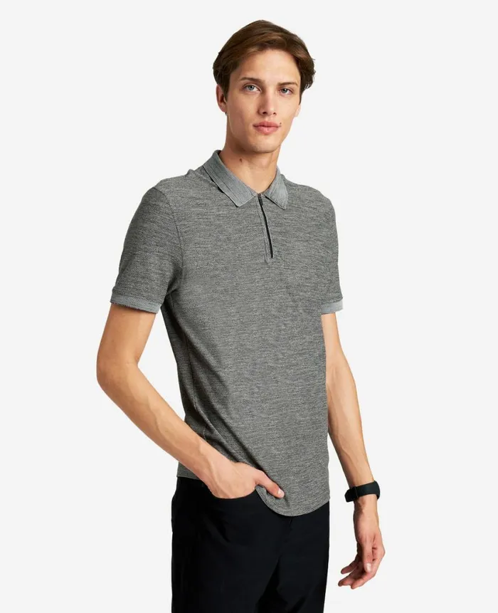 Kenneth Cole Polos and TShirts Men Knit Zip Polo Grey
