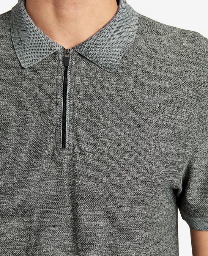 Kenneth Cole Polos and TShirts Men Knit Zip Polo Grey Kenneth Cole Polos and TShirts Men Knit Zip Polo Grey