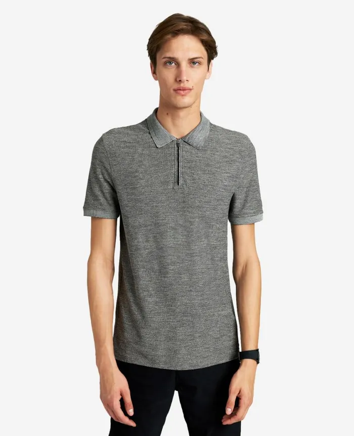 Kenneth Cole Polos and TShirts Men Knit Zip Polo Grey Kenneth Cole Polos and TShirts Men Knit Zip Polo Grey