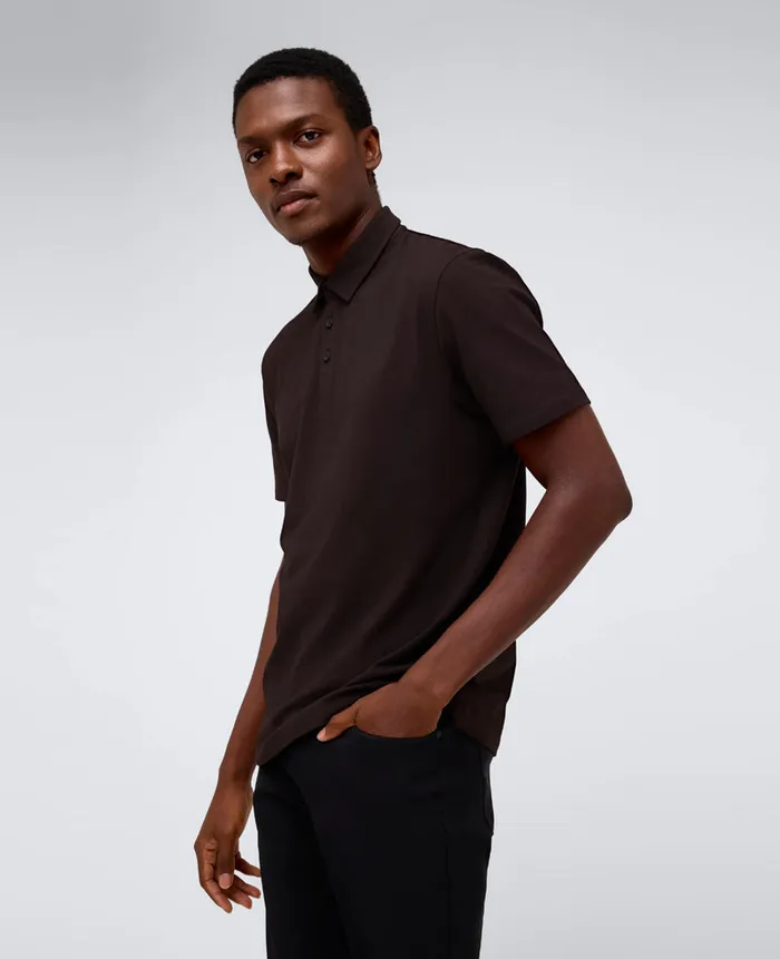 Kenneth Cole Polos and TShirts Men Performance Button Polo Brown Kenneth Cole Polos and TShirts Men Performance Button Polo Brown