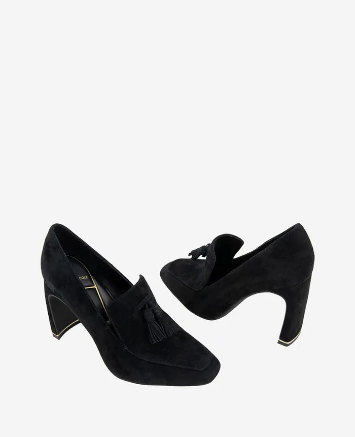 Kenneth Cole Pumps and Heels Women Nova Suede Heel Loafer Black Kenneth Cole Pumps and Heels Women Nova Suede Heel Loafer Black