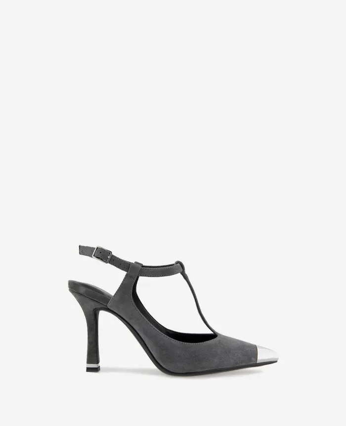 Kenneth Cole Pumps and Heels Women Romi TStrap Suede Slingback Heel Grey