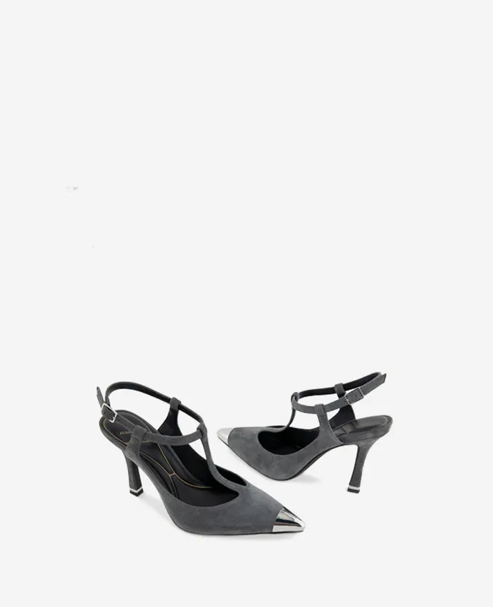Kenneth Cole Pumps and Heels Women Romi TStrap Suede Slingback Heel Grey Kenneth Cole Pumps and Heels Women Romi TStrap Suede Slingback Heel Grey