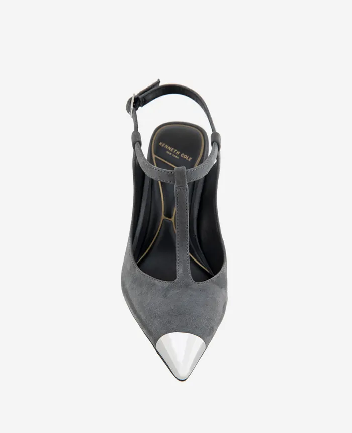 Kenneth Cole Pumps and Heels Women Romi TStrap Suede Slingback Heel Grey Kenneth Cole Pumps and Heels Women Romi TStrap Suede Slingback Heel Grey
