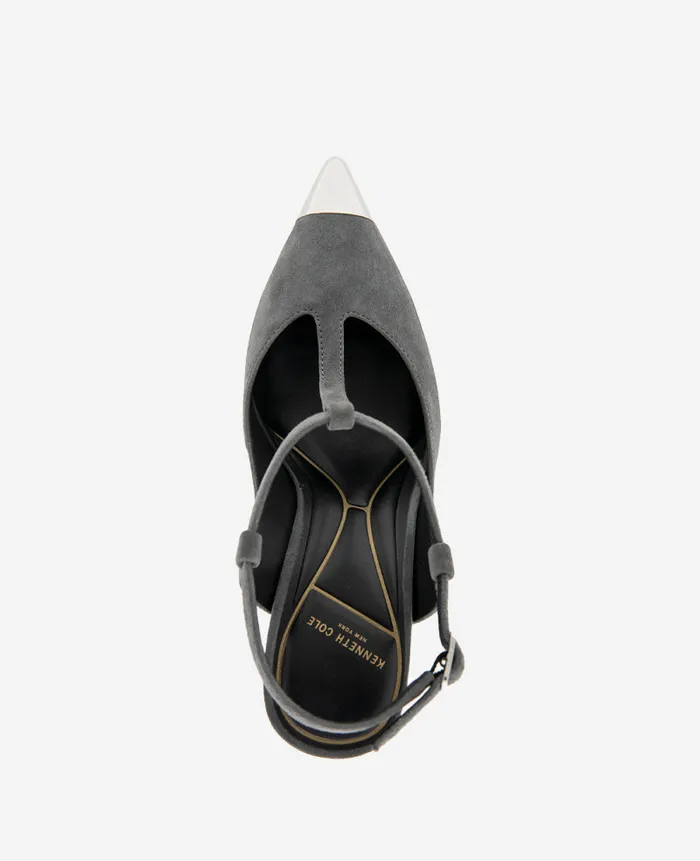 Kenneth Cole Pumps and Heels Women Romi TStrap Suede Slingback Heel Grey Kenneth Cole Pumps and Heels Women Romi TStrap Suede Slingback Heel Grey