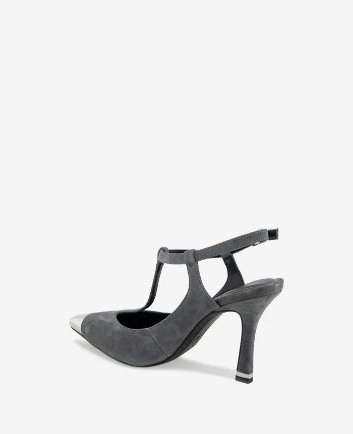 Kenneth Cole Pumps and Heels Women Romi TStrap Suede Slingback Heel Grey Kenneth Cole Pumps and Heels Women Romi TStrap Suede Slingback Heel Grey