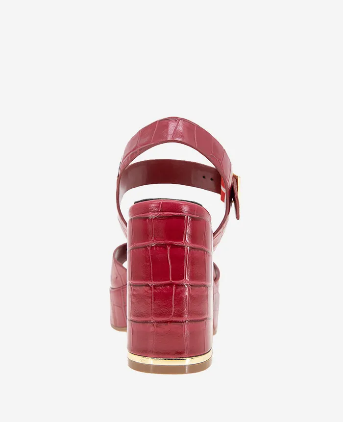 Kenneth Cole Sandals and Wedges Women Darla Croco Platform Heeled Sandal Red