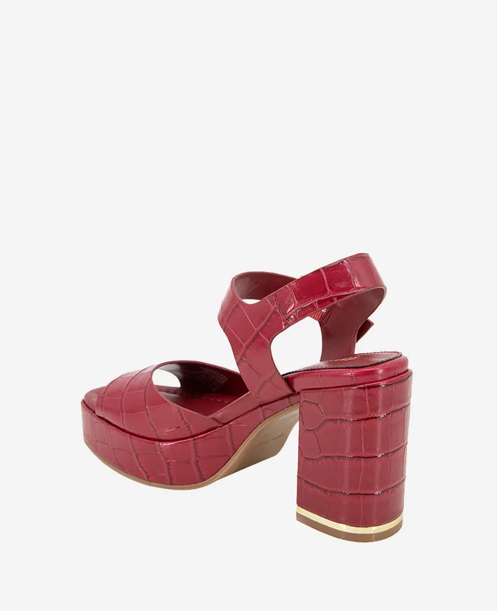 Kenneth Cole Sandals and Wedges Women Darla Croco Platform Heeled Sandal Red
