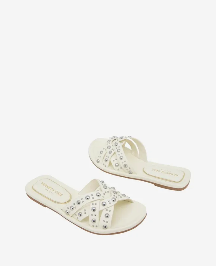 Kenneth Cole Sandals and Wedges Women Jula Flat Sandal White Kenneth Cole Sandals and Wedges Women Jula Flat Sandal White