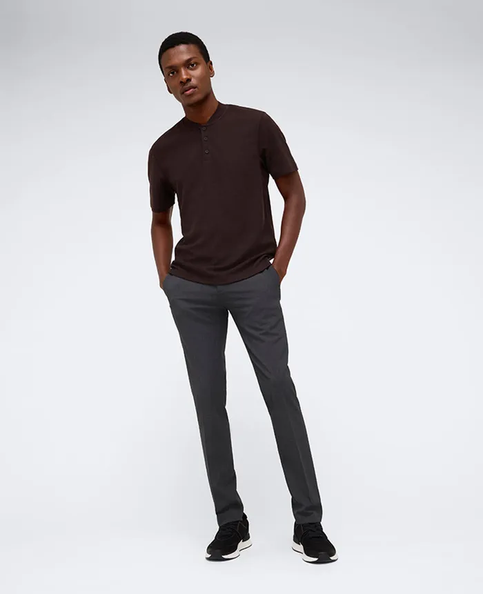 Kenneth Cole Shirts Men Performance BandCollar Henley Brown Kenneth Cole Shirts Men Performance BandCollar Henley Brown