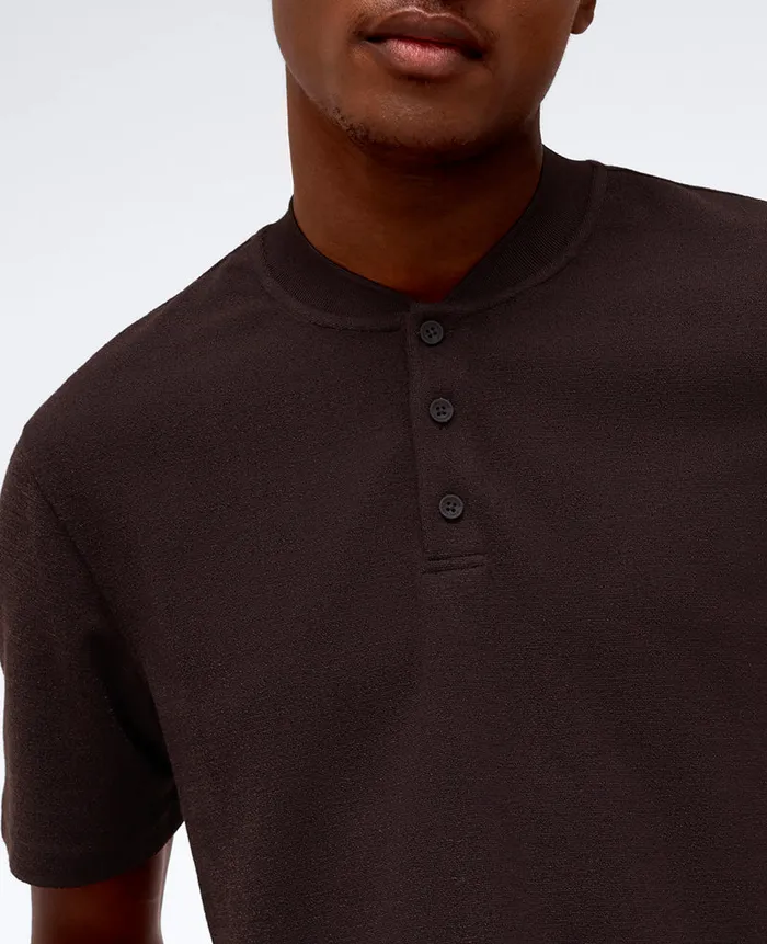Kenneth Cole Shirts Men Performance BandCollar Henley Brown Kenneth Cole Shirts Men Performance BandCollar Henley Brown