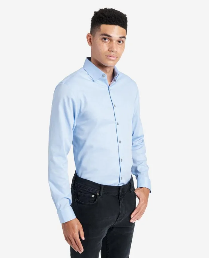Kenneth Cole Shirts Men SlimFit ButtonDown Stretch Dress Shirt With TEK FIT Blue