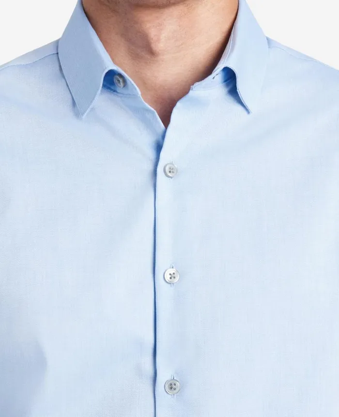 Kenneth Cole Shirts Men SlimFit ButtonDown Stretch Dress Shirt With TEK FIT Blue Kenneth Cole Shirts Men SlimFit ButtonDown Stretch Dress Shirt With TEK FIT Blue