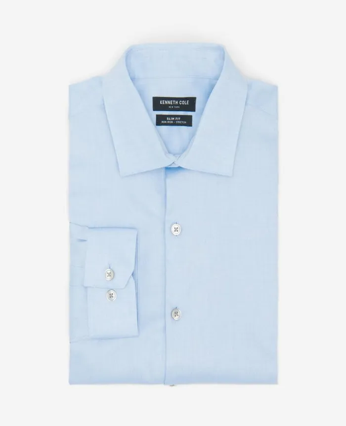 Kenneth Cole Shirts Men SlimFit ButtonDown Stretch Dress Shirt With TEK FIT Blue Kenneth Cole Shirts Men SlimFit ButtonDown Stretch Dress Shirt With TEK FIT Blue
