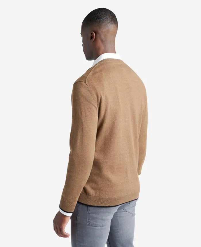 Kenneth Cole Sweaters Men Crewneck Sweater With Tipping Details Brown Kenneth Cole Sweaters Men Crewneck Sweater With Tipping Details Brown