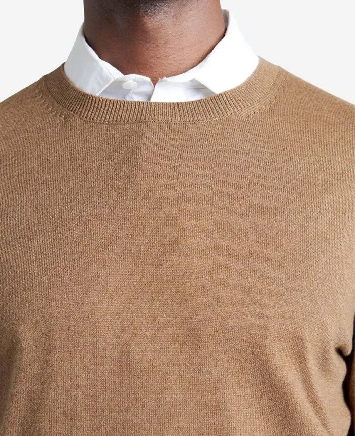 Kenneth Cole Sweaters Men Crewneck Sweater With Tipping Details Brown Kenneth Cole Sweaters Men Crewneck Sweater With Tipping Details Brown