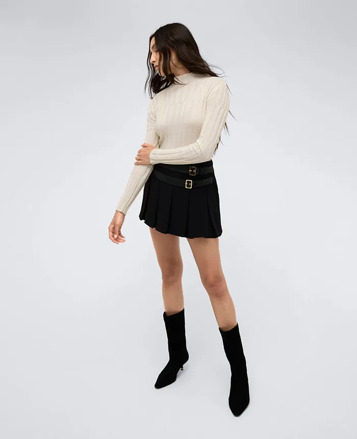 Kenneth Cole Sweaters Women Ribbed Long Sleeve Mock Neck Sweater White