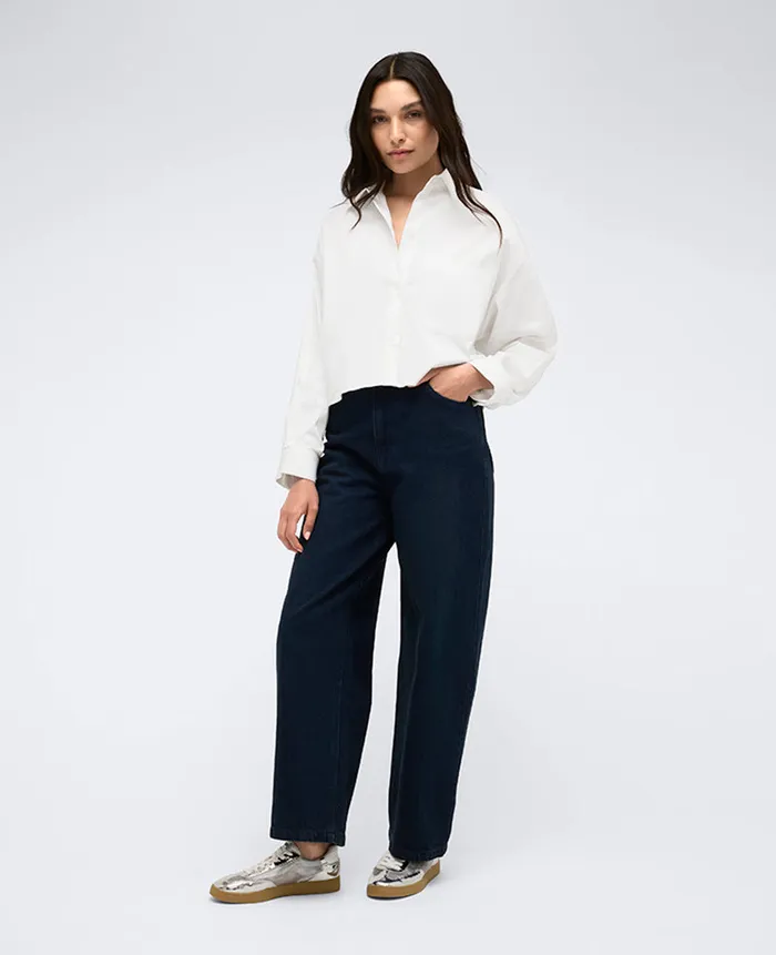 Kenneth Cole Tops Women Button Front Crop Boyfriend Shirt White Kenneth Cole Tops Women Button Front Crop Boyfriend Shirt White