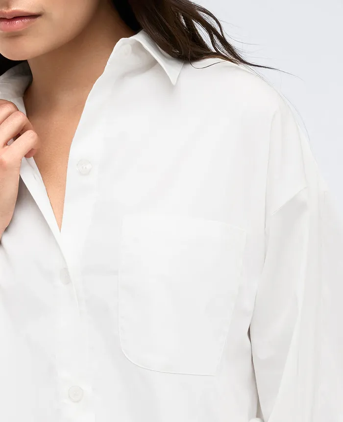 Kenneth Cole Tops Women Button Front Crop Boyfriend Shirt White Kenneth Cole Tops Women Button Front Crop Boyfriend Shirt White