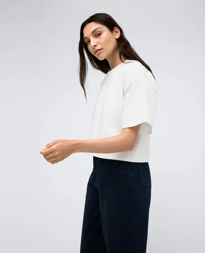 Kenneth Cole Tops Women Cotton Cropped Tee White