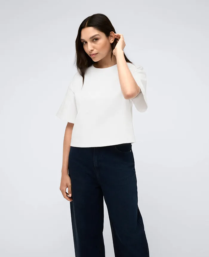 Kenneth Cole Tops Women Cotton Cropped Tee White