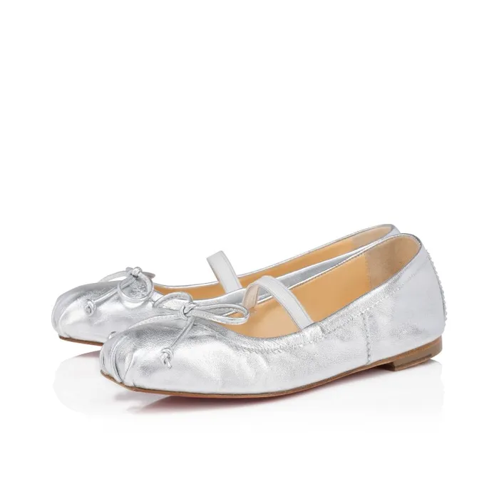 Kids Baballet Ballerinas 8211 Iridescent Nappa Leather 8211 Silver Baby Christian Louboutin Ballerinas