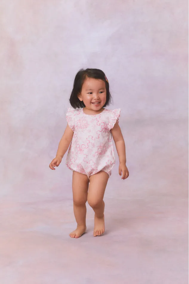 Kids Baby LoveShackFancy Baby Marletta Onesie Bubblegum Blast