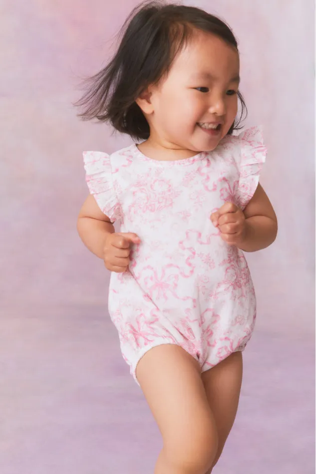 Kids Baby LoveShackFancy Baby Marletta Onesie Bubblegum Blast