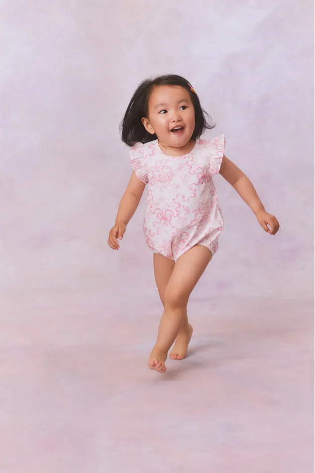 Kids Baby LoveShackFancy Baby Marletta Onesie Bubblegum Blast