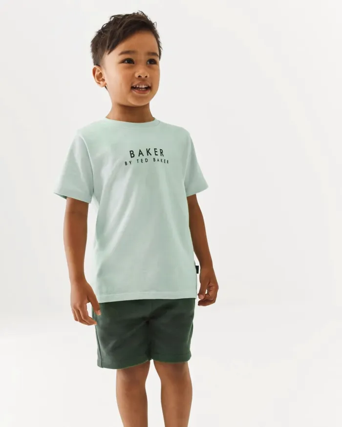 Kids BELSDON 8211 Branded Cotton TShirt And Shorts Set Green Ted Baker Sets and Outfits Kids BELSDON 8211 Branded Cotton TShirt And Shorts Set Green Ted Baker Sets and Outfits