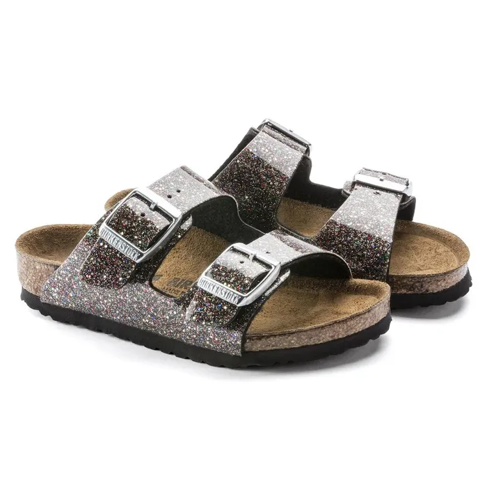 Kids Birkenstock TwoStrap Arizona Cosmic Sparkle Black Multi