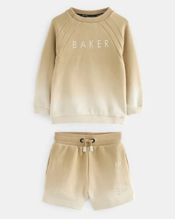Kids CHESSUM 8211 Ombre Cotton Sweatshirt And Shorts Set Nude Ted Baker Sets and Outfits
