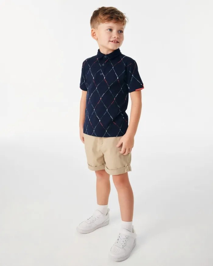 Kids DRAGOS 8211 Logo Print Polo Shirt Navy Ted Baker Tops