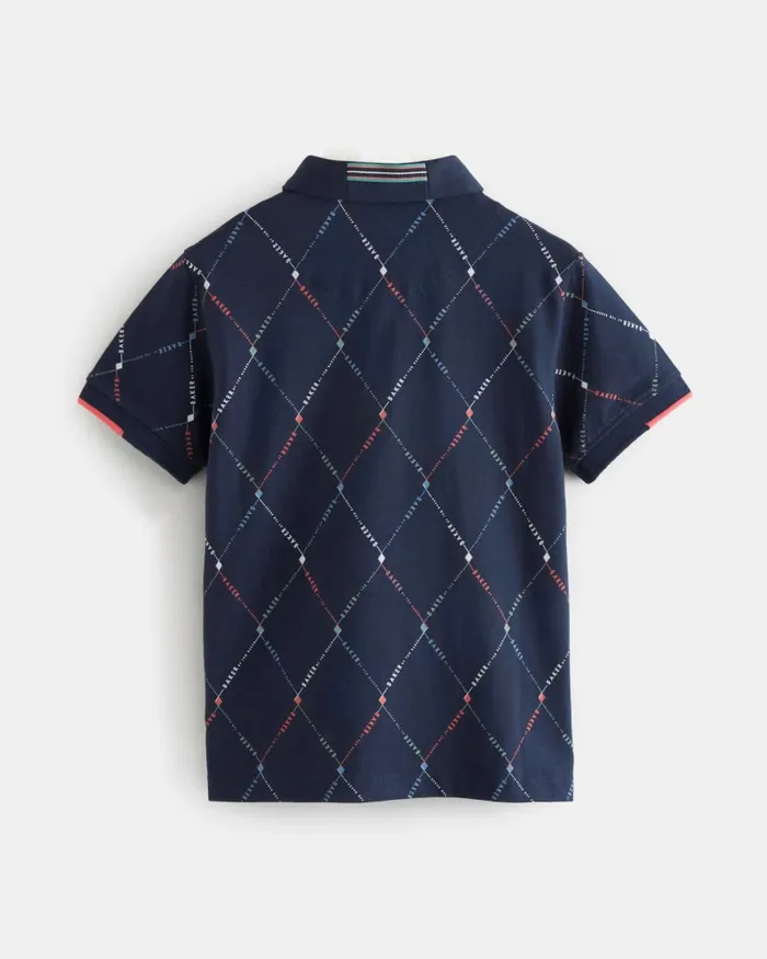Kids DRAGOS 8211 Logo Print Polo Shirt Navy Ted Baker Tops