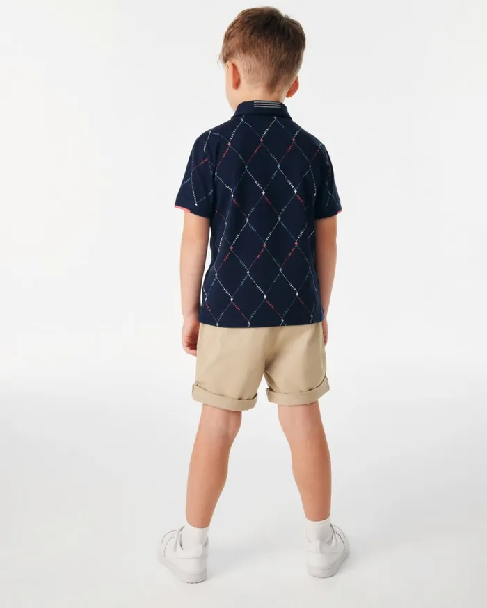 Kids DRAGOS 8211 Logo Print Polo Shirt Navy Ted Baker Tops