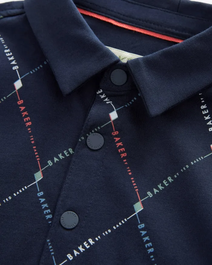 Kids DRAGOS 8211 Logo Print Polo Shirt Navy Ted Baker Tops