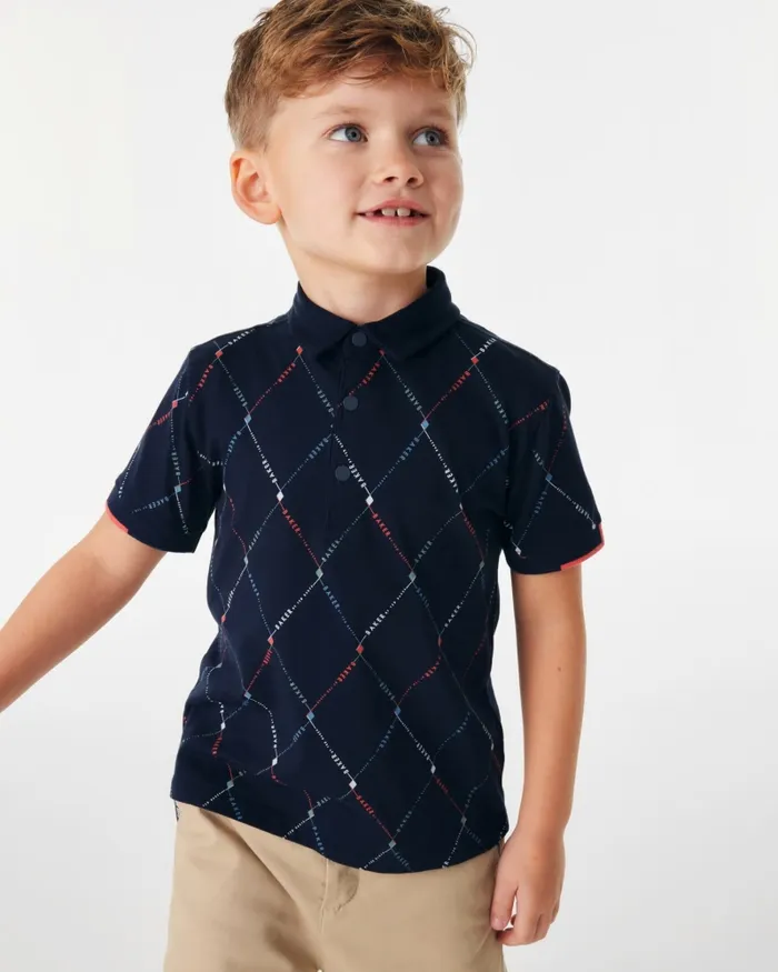 Kids DRAGOS 8211 Logo Print Polo Shirt Navy Ted Baker Tops