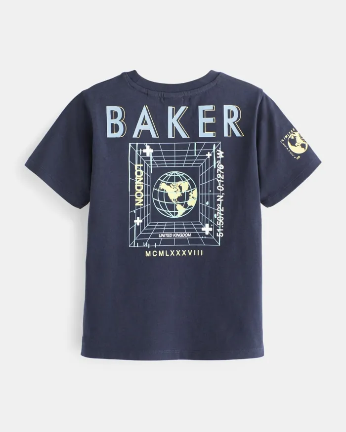 Kids HAMPTUN 8211 Branded Graphic Cotton TShirt Navy Ted Baker Tops