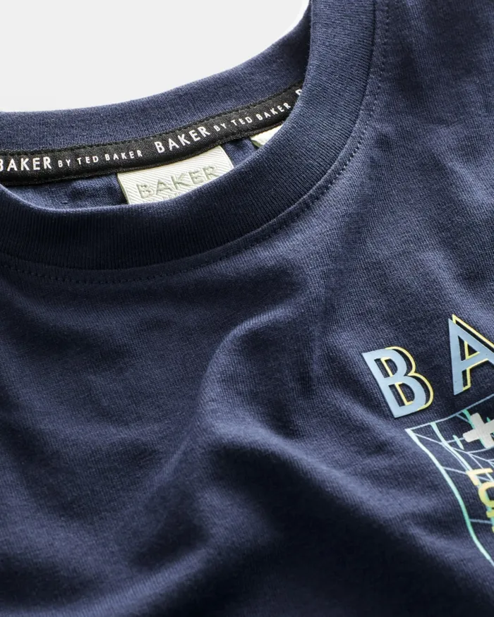 Kids HAMPTUN 8211 Branded Graphic Cotton TShirt Navy Ted Baker Tops